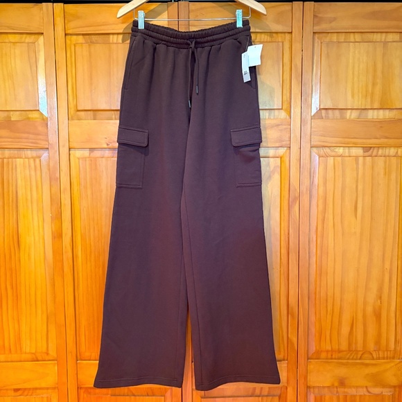 NWT B.P. Wide Leg Cargo Pocket Fleece Sweatpants Brown, Size XS, Tall Nordstroms - Picture 1 of 13